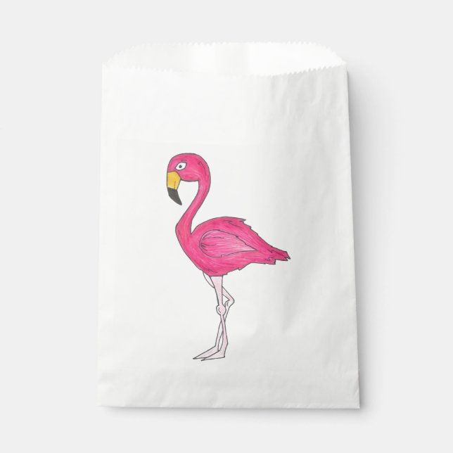 Sachets En Papier Pink Flamant rose Bird Tropical Beach Anniversaire (Devant)