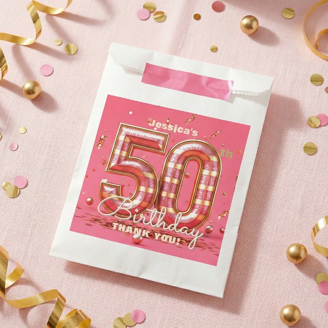 Sachets En Papier Pink Gold Glitter Confetti 50th Birthday Party (Créateur téléchargé)