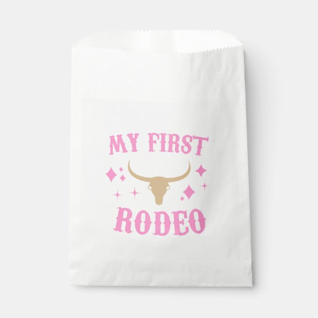 Sachets En Papier Pink My First Rodeo Cowgirl 1er Anniversaire (Devant)
