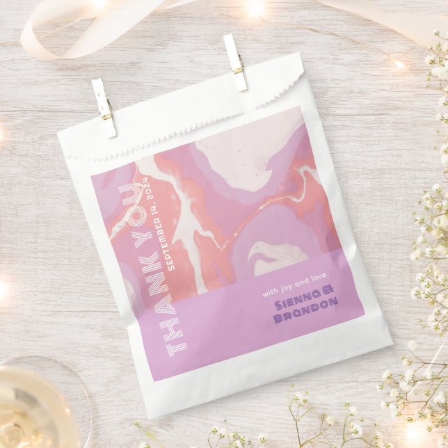 Sachets En Papier Pink Pastel Art Abstrait Mariage Favor Sac (Coupé)