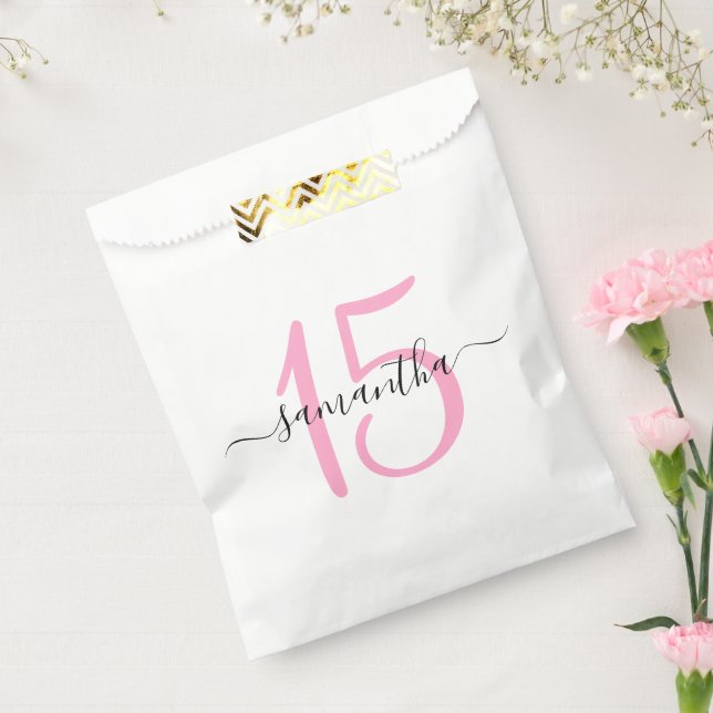 Sachets En Papier Pink personnalisé 15e anniversaire (Scellé)