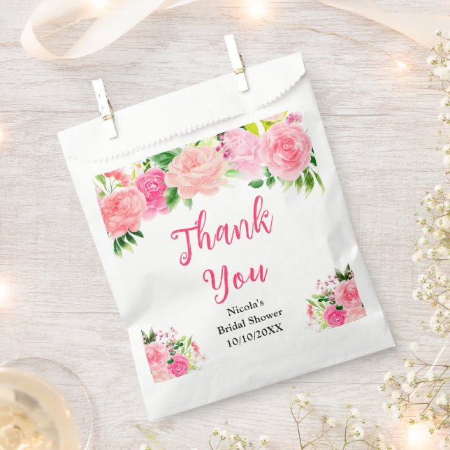 Sachets En Papier Pink Roses with Foliage Bridal Shower (Coupé)