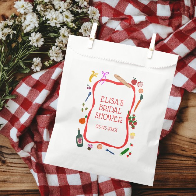 Sachets En Papier Pique-nique Moderne Cute Main Tirée Fête des marié (Picnic Modern Cute Hand drawn CUSTOM Bridal Shower Favor Bag
)
