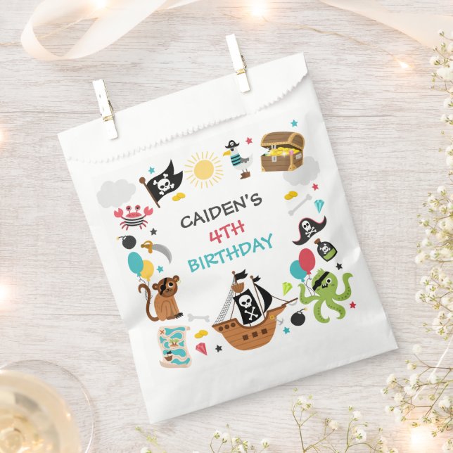Sachets En Papier Pirate Ship Trésor Anniversaire Fête (Coupé)