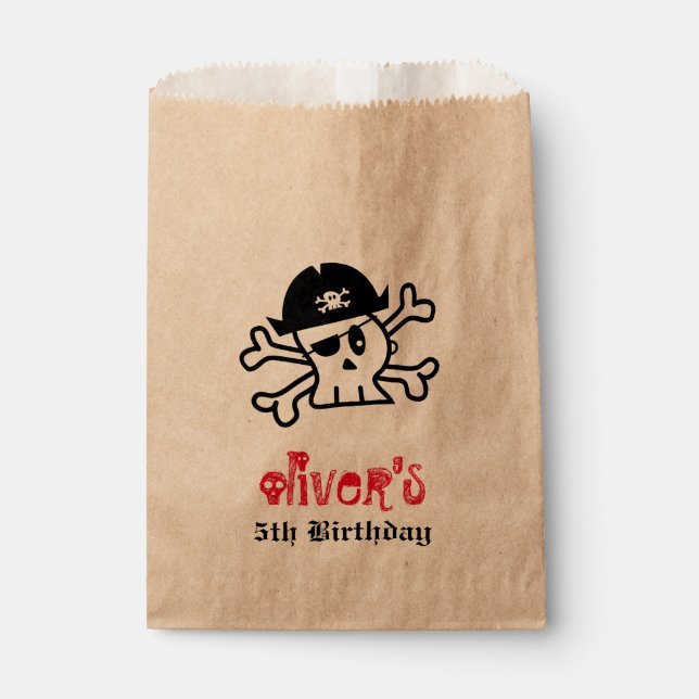 Sachets En Papier Pirate Skull Skeleton Boy Anniversaire Fête Favori (Devant)