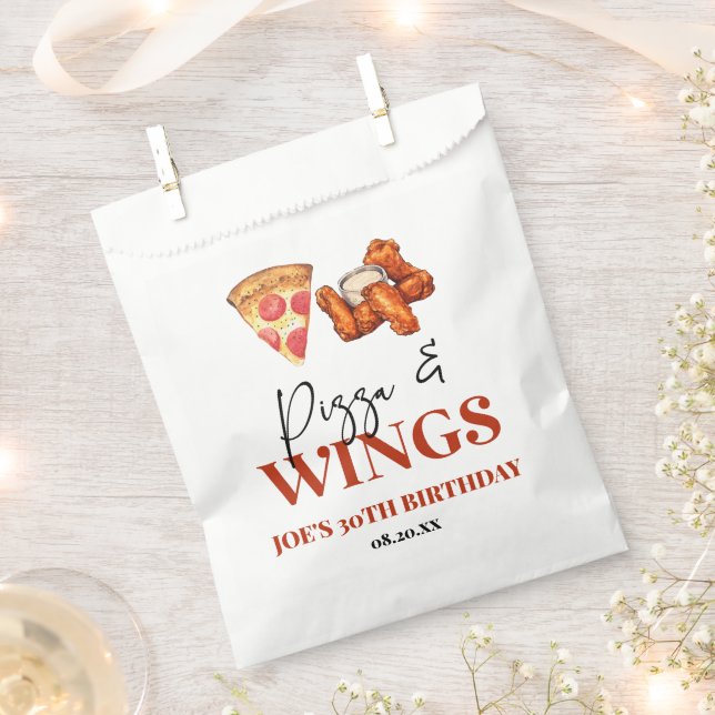 Sachets En Papier Pizza and Wings Birthday Party (Coupé)