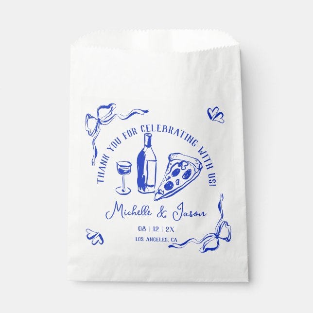 Sachets En Papier Pizza Merci de Bow français à la main fantaisie (Devant)