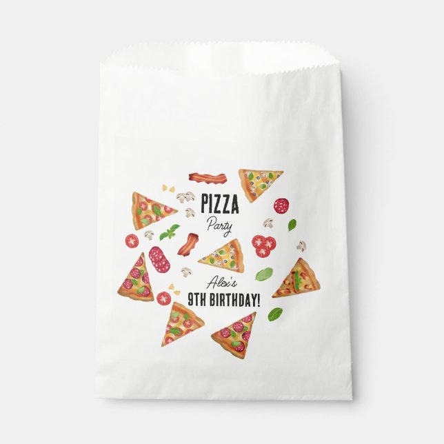 Sachets En Papier Pizza Party Thème Aquarelle Anniversaire de enfant (Devant)
