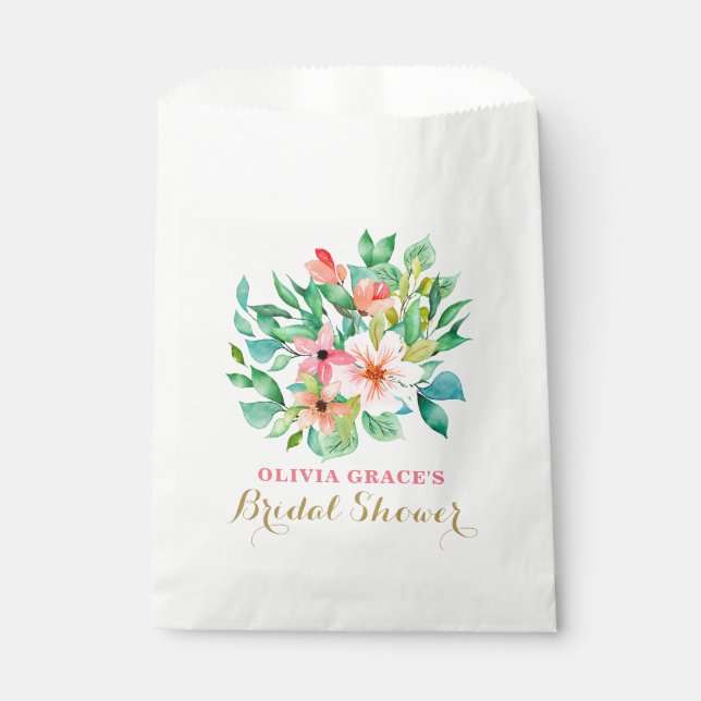 Sachets En Papier Plage tropicale fleurie douche nuptiale (Devant)