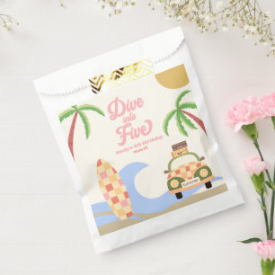 Sachets En Papier Plongez dans cinq Surfs rose 5e anniversaire fête