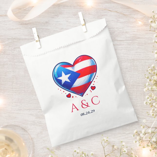Sachets En Papier Porto Rico Couple Heart Mariage (Coupé)