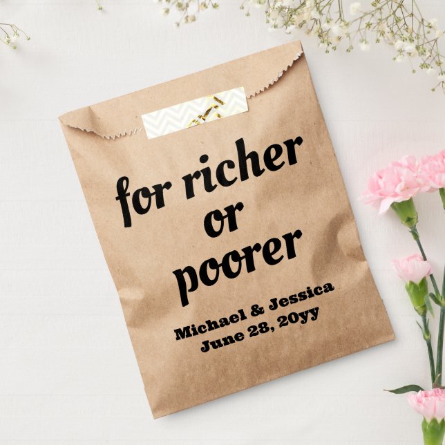 Sachets En Papier Pour les plus riches ou les plus pauvres Mariages  (Scellé)
