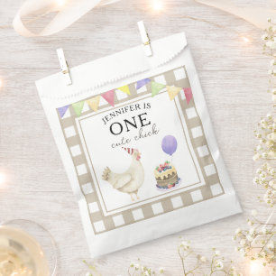 Sachets En Papier Poussin aquarelle 1er anniversaire