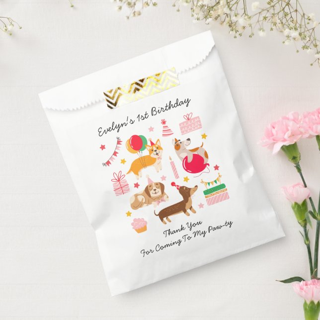 Sachets En Papier Premier anniversaire de la fille Faisons Pawty Fav (Scellé)