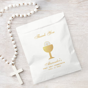 Sachets En Papier Première communion Chalice & Eucharistie Faux Gold