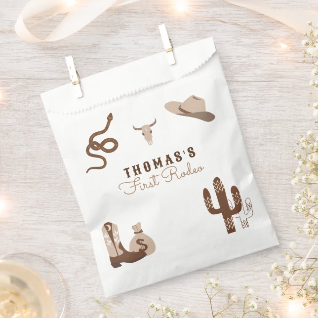 Sachets En Papier Première Rodéo Cowboy Fête d'anniversaire Invitati (Coupé)