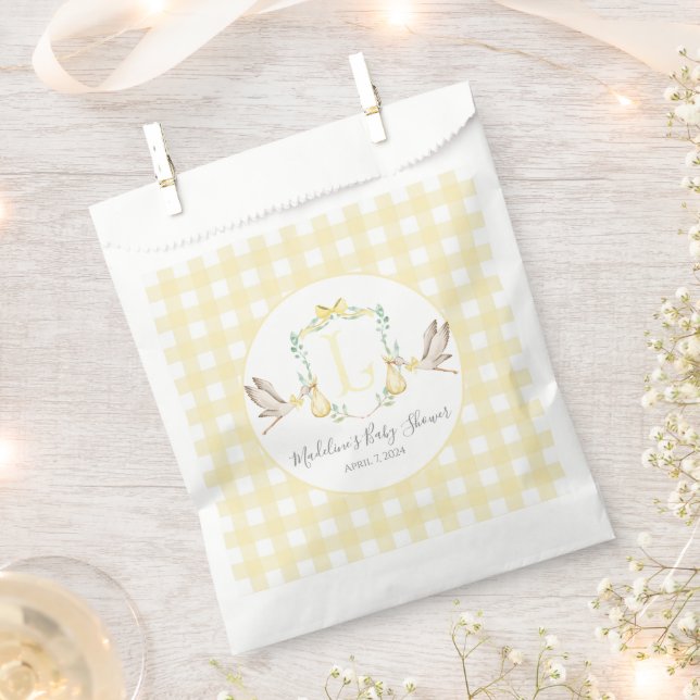 Sachets En Papier Préppy Southern Yellow Stork Baby shower (Coupé)