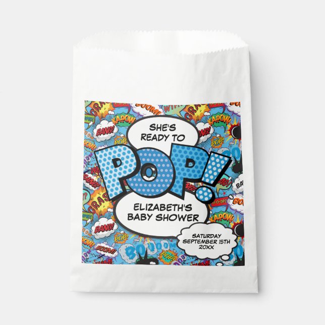 Sachets En Papier Prêt à pop Baby shower Blue Comic Book (Devant)
