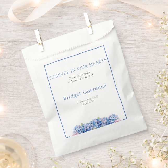 Sachets En Papier Pretty Blue Hydrangea Funeral Seed Packet (Coupé)