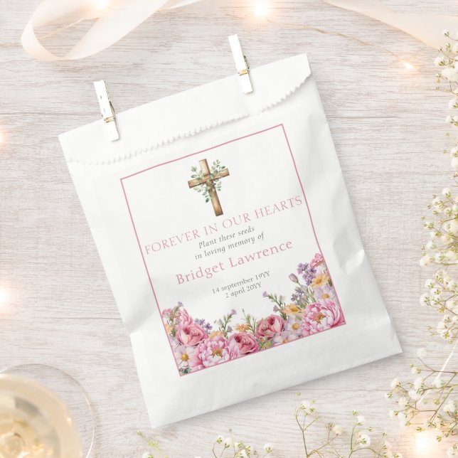 Sachets En Papier Pretty Pink Peonies Funeral Seed Packet (Coupé)