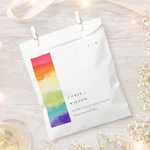 Sachets En Papier Pride colorée minimaliste Mariage arc-en-ciel élég