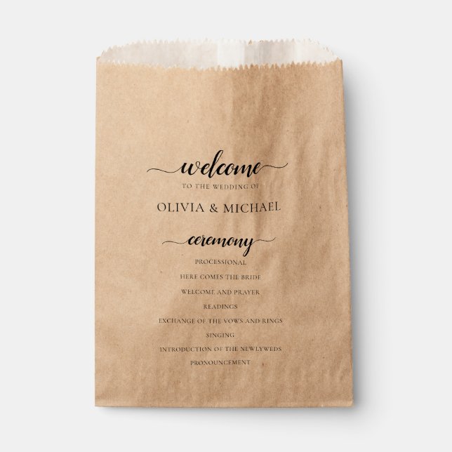 Sachets En Papier Programme de mariage Ordre des événements Favorise (Devant)