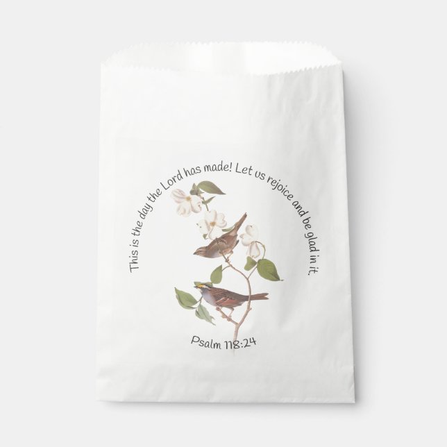 Sachets En Papier Psaume 118:24 Verset biblique et couple de moineau (Devant)