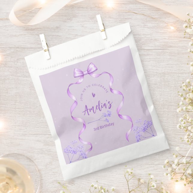 Sachets En Papier Purple Bow Birthday Any Age (Coupé)
