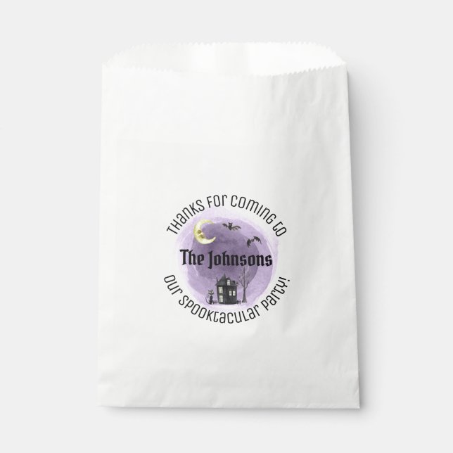 Sachets En Papier Purple Halloween Merci Spooktacular Parti (Devant)