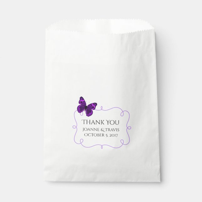 Sachets En Papier Purple Papillon Mariage Favor Sac (Devant)