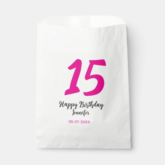 Sachets En Papier quiencenera 15e anniversaire ajouter date année te (Devant)