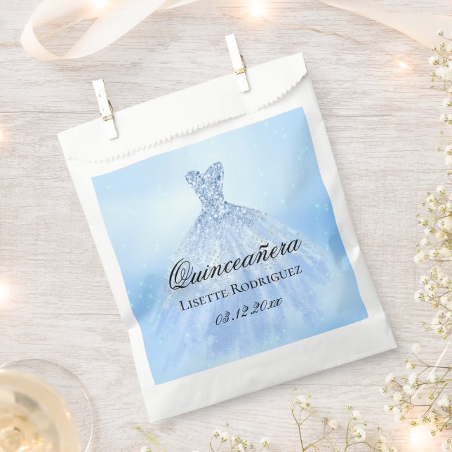 Sachets En Papier Quinceanera Bleu Bébé (Coupé)