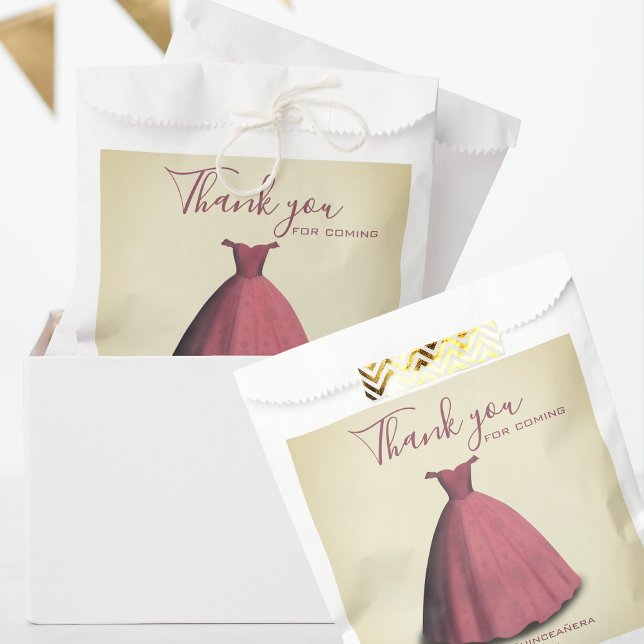 Sachets En Papier Quinceañera moderne me quince merci (Créateur téléchargé)