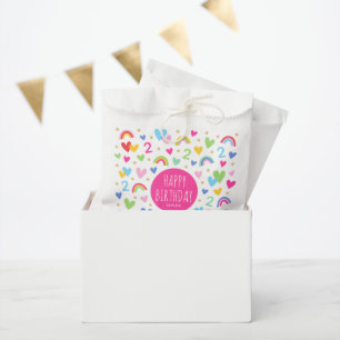 Sachets En Papier Rainbow Hearts 2e fête d'anniversaire Nom personna
