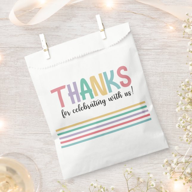 Sachets En Papier Rainbow Stripes Baby shower Merci (Coupé)