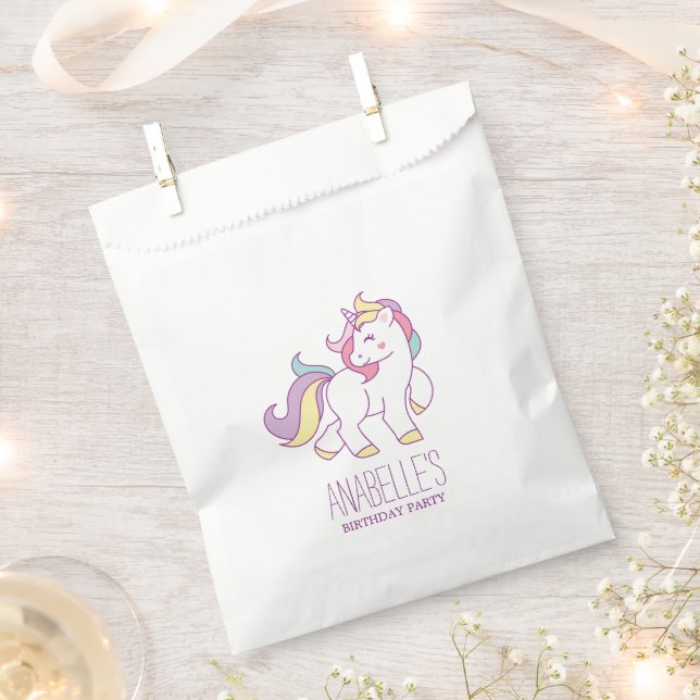 Sachets En Papier Rainbow Unicorn Girls Birthday Party (Coupé)