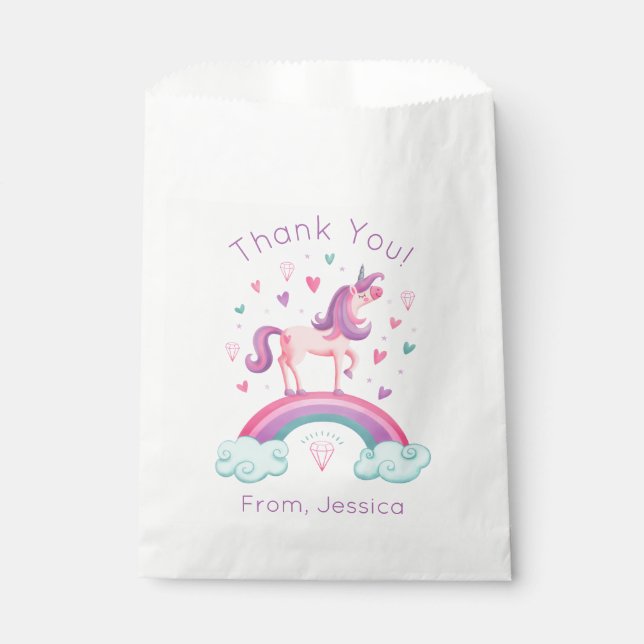 Sachets En Papier Rainbow Unicorn Merci (Devant)