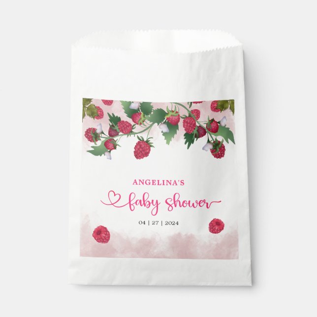 Sachets En Papier Raspberry Sweet Watercolor Girl Baby shower (Devant)