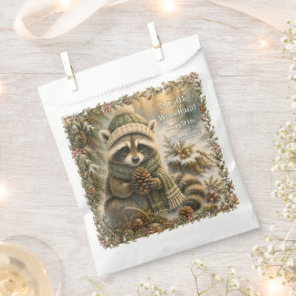 Sachets En Papier Raton laveur collectionneur de forêt enneigée d'hi
