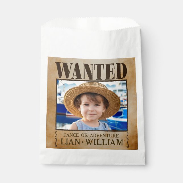 Sachets En Papier RECHERCHÉ ! Pirates fête d'anniversaire Cadeau Fav (Devant)