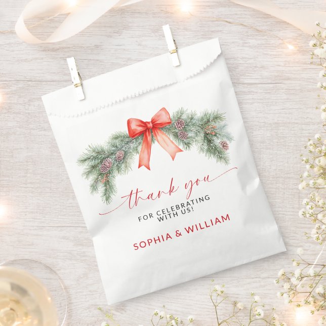 Sachets En Papier Red Bow Christmas Wedding (Coupé)