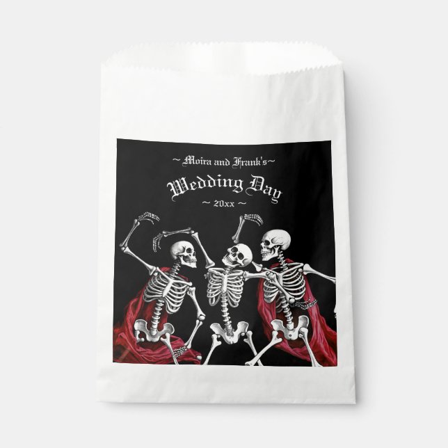 Sachets En Papier Red Death Dancing Skeletons Mariage gothique (Devant)