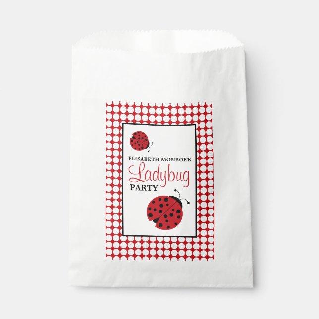 Sachets En Papier Red Ladybug, fête d'anniversaire des enfants (Devant)