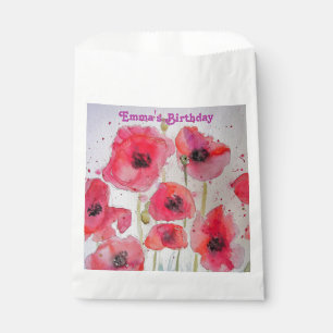 Sachets En Papier Red Poppy Art Flower Foral Party Favoriser les sac