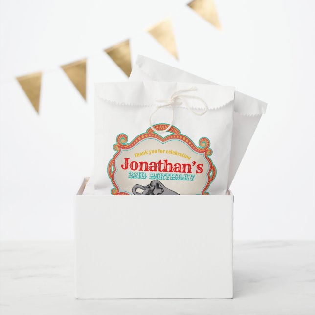 Sachets En Papier Red Turquoise Blue Vintage Circus Anniversaire (Fête)