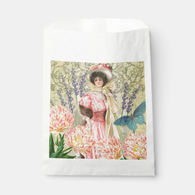 Sachets En Papier Regency de femme victorienne rose (Devant)