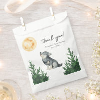Remerciement Baby Shower Loup Aquarelle