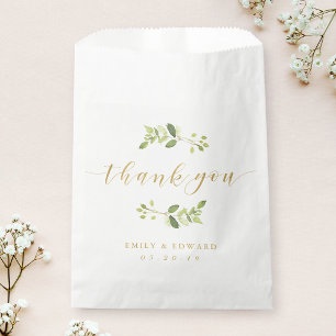 Sachets En Papier Remerciement de mariage de verdure et d'or