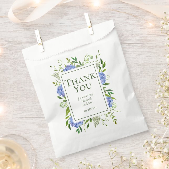 Sachets En Papier Remerciements de Baby Shower pour des Hydrangeas B (Coupé)