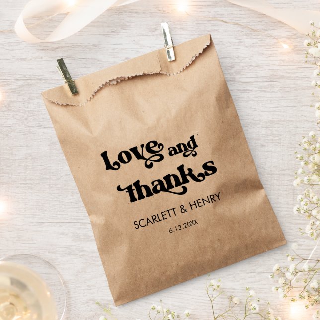 Sachets En Papier Retro Amour et Merci mariage Favor (Coupé)